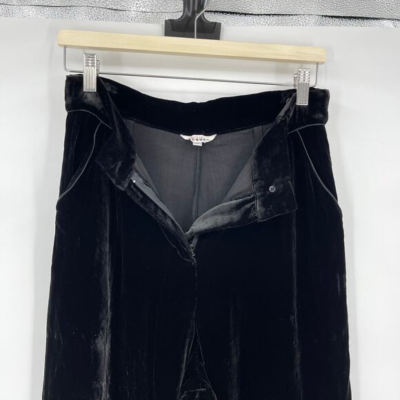 Sleeping with Jacques | Dinner Party Silk Velvet Wide Leg Pants in Black 1 / S - Picture 7 of 15